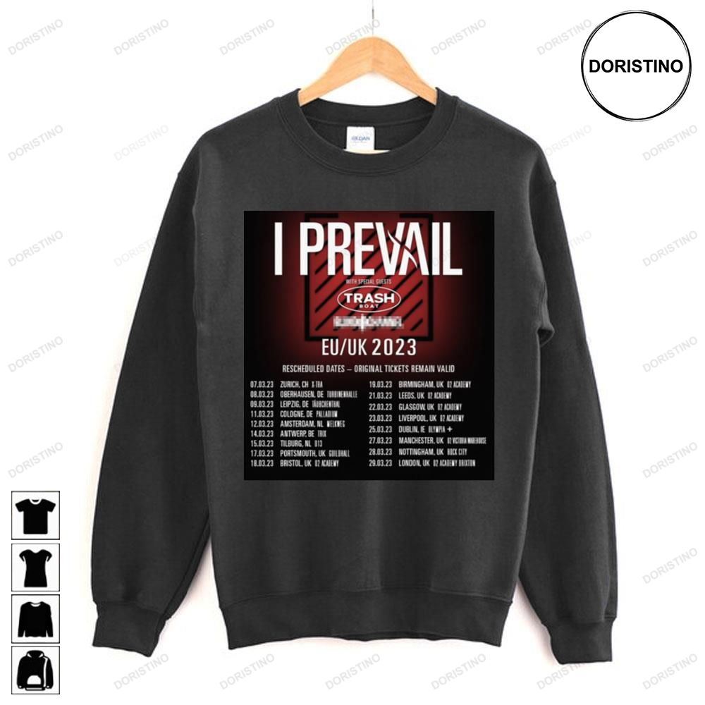 I Prevail Reschedule European Uk 2023 Tour Limited Edition T-shirts